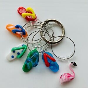 Wine Glass Markers Beach Tropical Glass Charms
